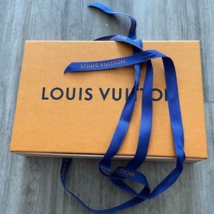 Authentic Louis Vuitton orange box with blue ribbon